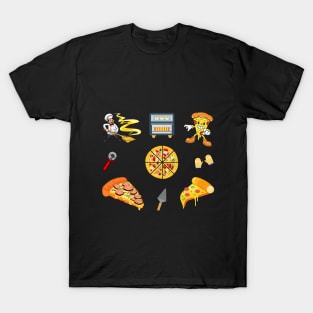 Assorted Veggie and Pepperoni Pizza Toppings Set Designs Pack T-Shirt